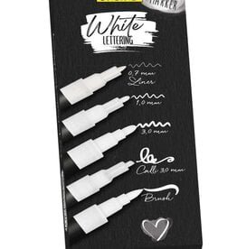 White lettering set 5 tips acryl marker