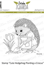 Lesia Zgharda Lesia Zgharda Cute Hedgehog Planting a Crocus FA308