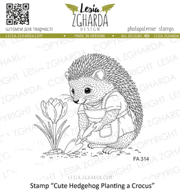 Lesia Zgharda Lesia Zgharda Cute Hedgehog Planting a Crocus FA308
