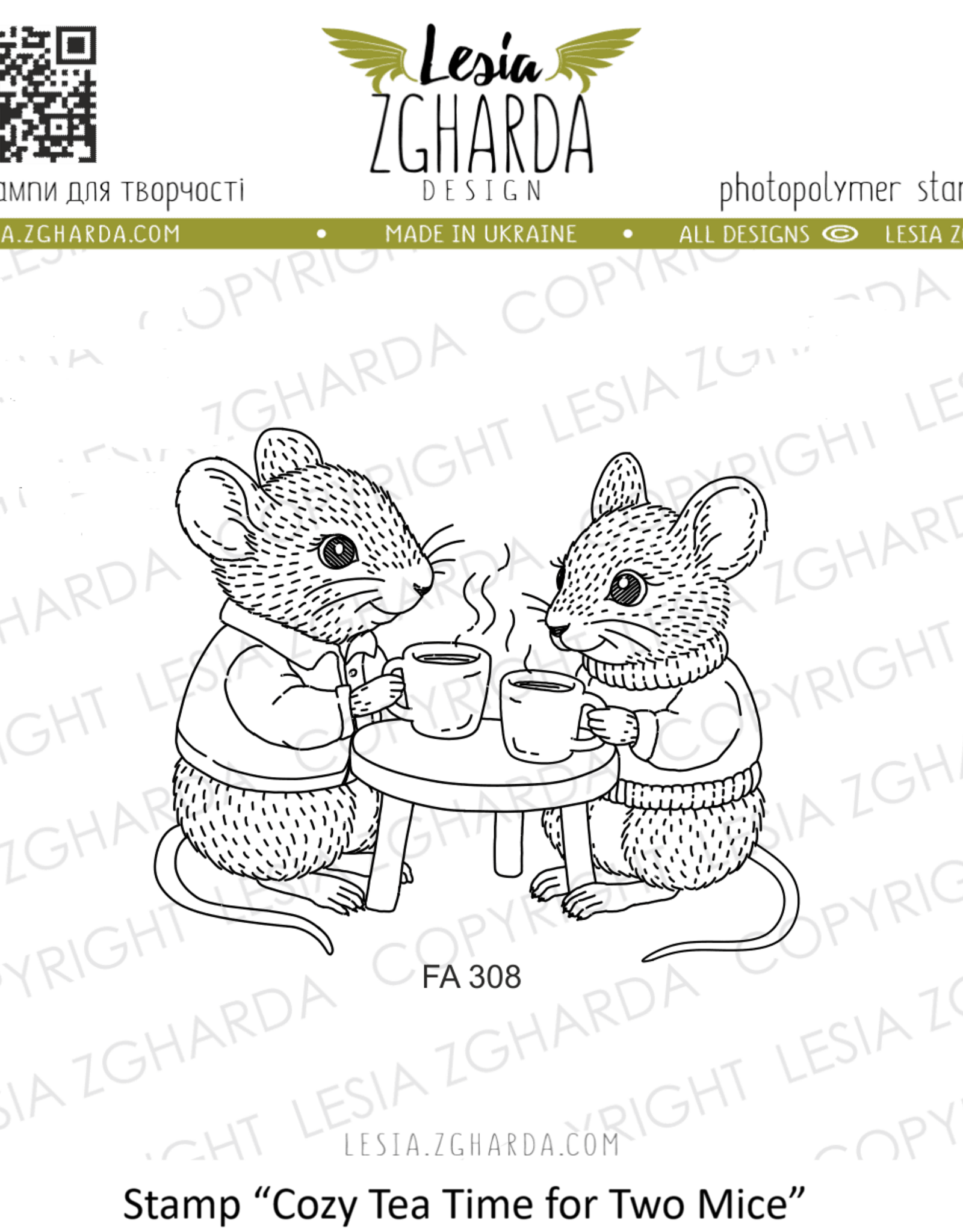 Lesia Zgharda Lesia Zgharda Cozy Tea Time for Two Mice FA308