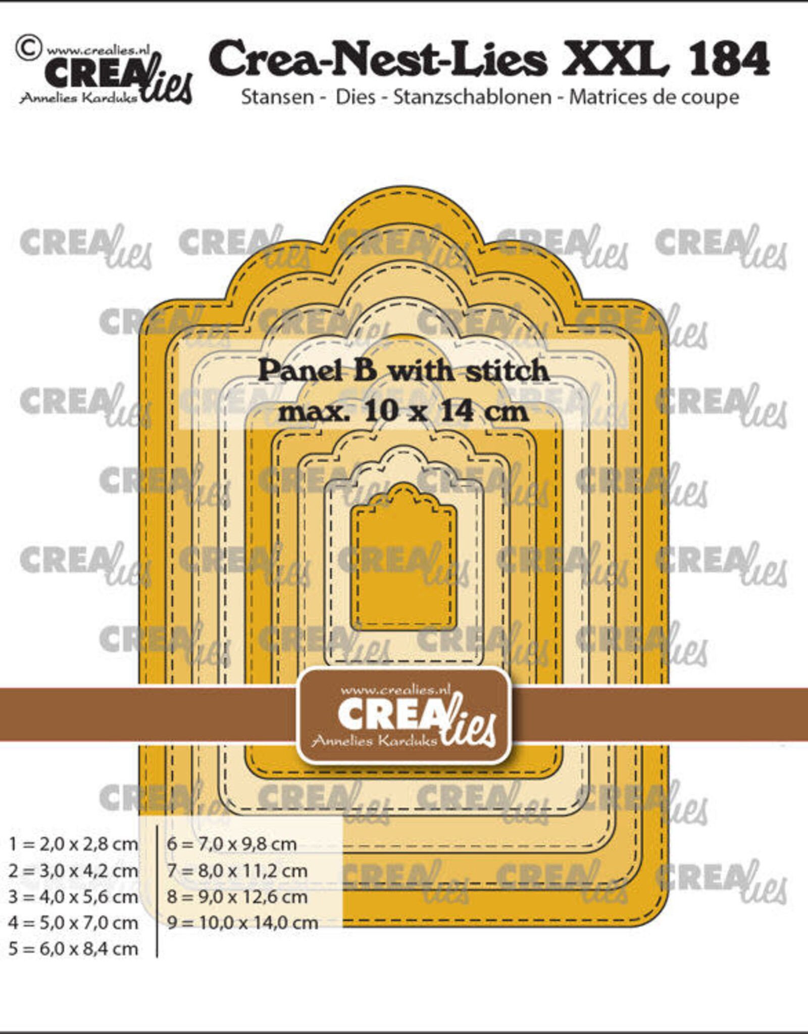 Crealies Crea-Nest-Lies XXL stansen no. 184, Paneel B met stiklijn  CLNestXXL184