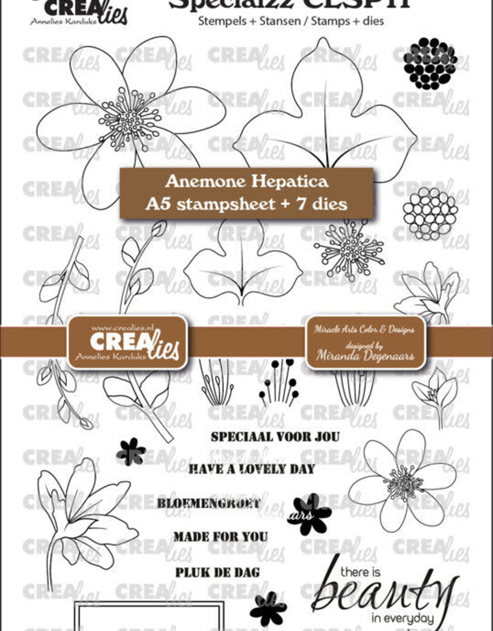 Crealies Crealies Specialzz no. 11, Anemone Hepatica (A5 stempelvel + stansen)  CLSP11