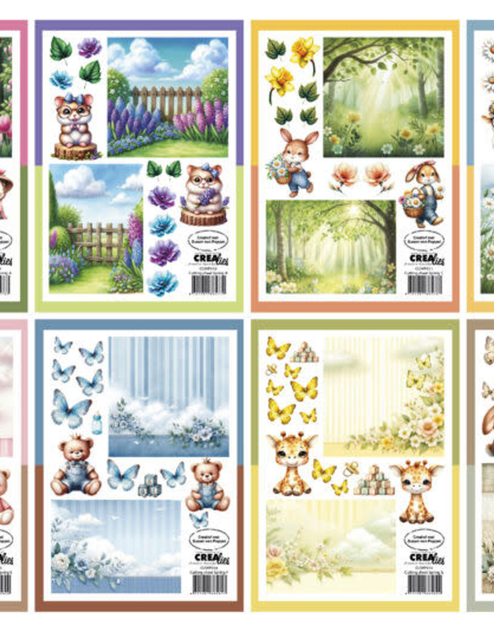 Crealies Crealies Knipvellen: Bundel 8 vellen Lente A-H (van elk één)  CLSVP902