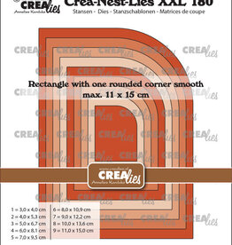 Crealies Crealies Crea-Nest-Lies XXL stansen no. 180, Rechthoek met 1 afgeronde hoek glad  CLNestXXL180