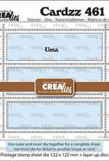 Crealies Crealies Cardzz stansen no. 461, Vierkant Postzegelvel Uma met 3 rechthoeken  CLCZ461