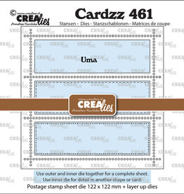 Crealies Crealies Cardzz stansen no. 461, Vierkant Postzegelvel Uma met 3 rechthoeken  CLCZ461