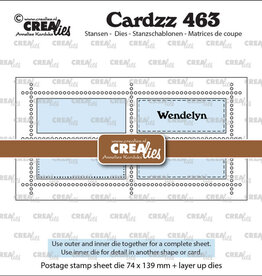 Crealies Crealies Cardzz stansen no. 463, Mini Slimline Postzegelvel Wendelyn met 4 rechthoeken horizontaal  CLCZ463