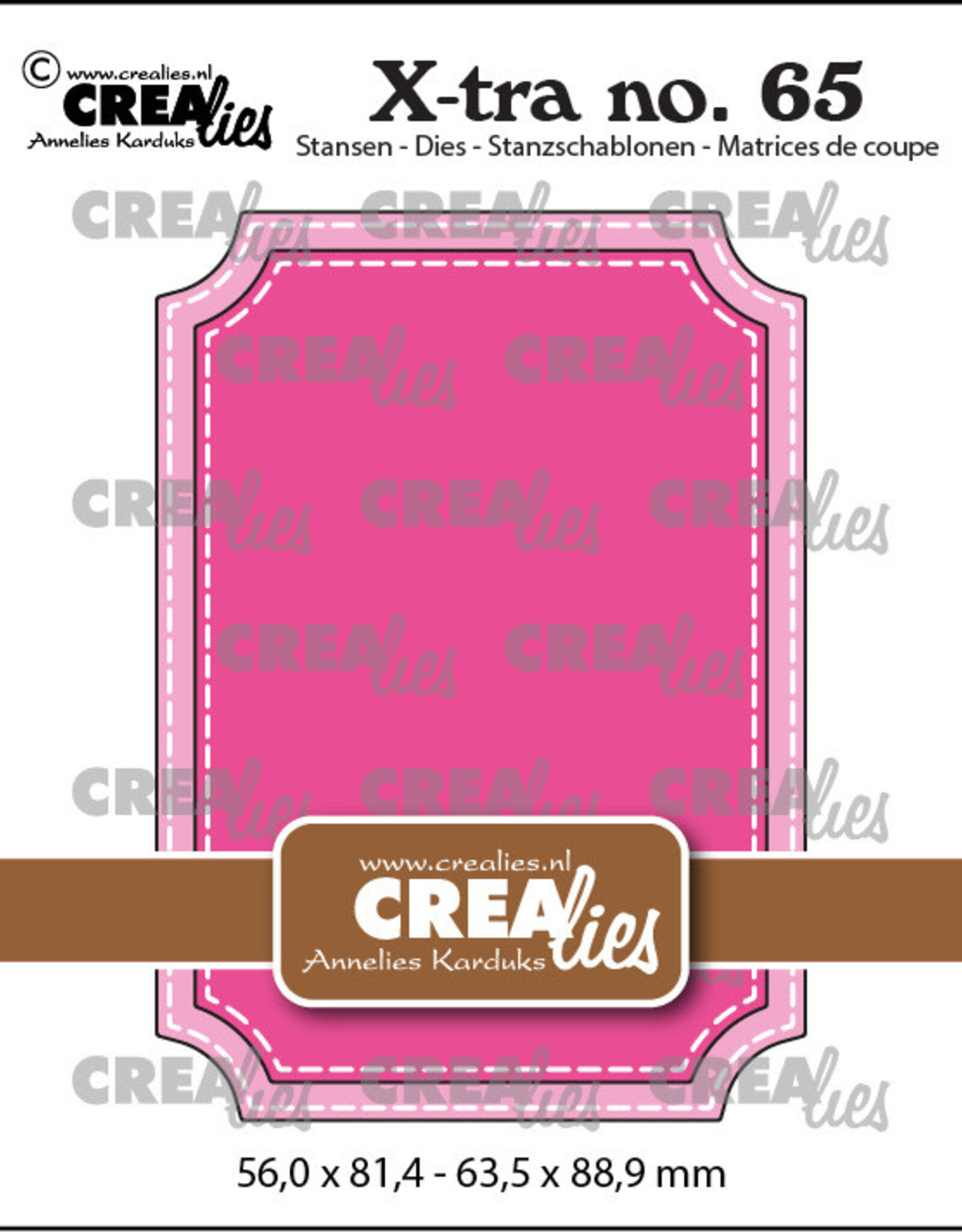 Crealies Crealies X-tra stansen no. 65, ATC Ticket met stiksteeklijn  CLXtra65