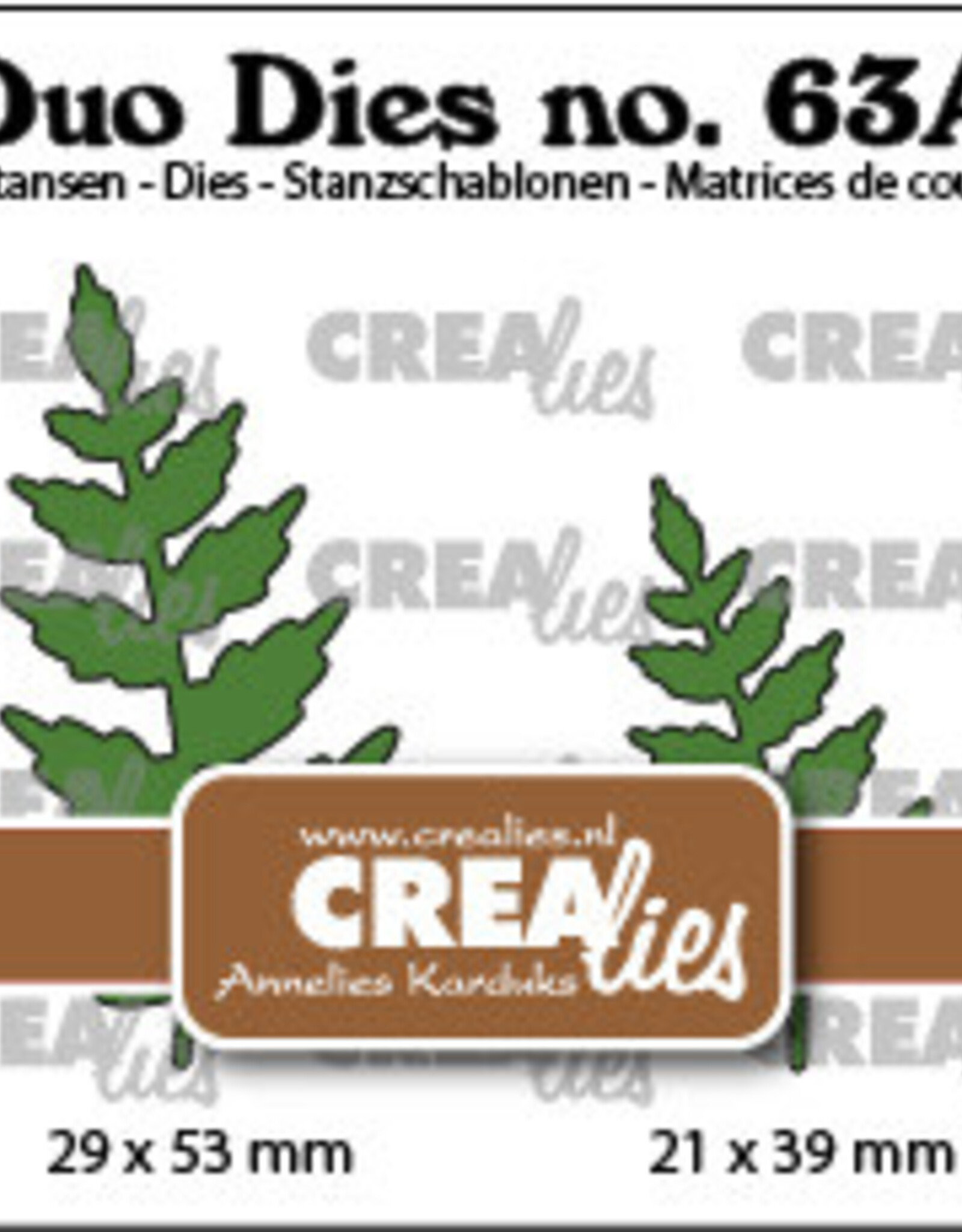 Crealies Crealies   Duo Dies no. 63a, Blaadjes 15 spiegelbeeld  CLDD63A