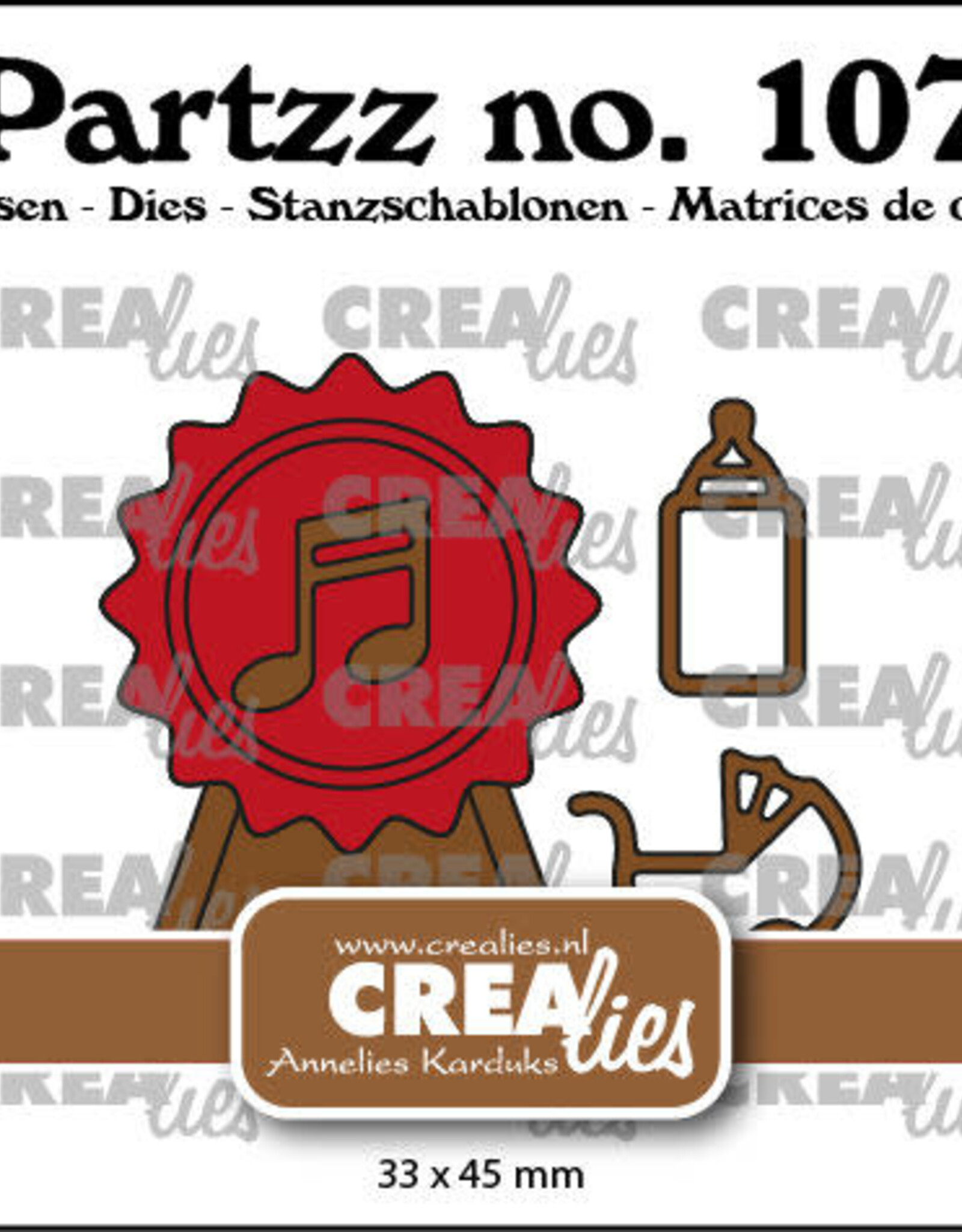 Crealies Crealies Partzz stansen no. 107, Waszegels Baby  CLPartzz107