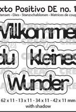 Crealies Crealies Texto Positivo Stanzschablonen no. 120, Willkommen du kleines Wunder POSDE120