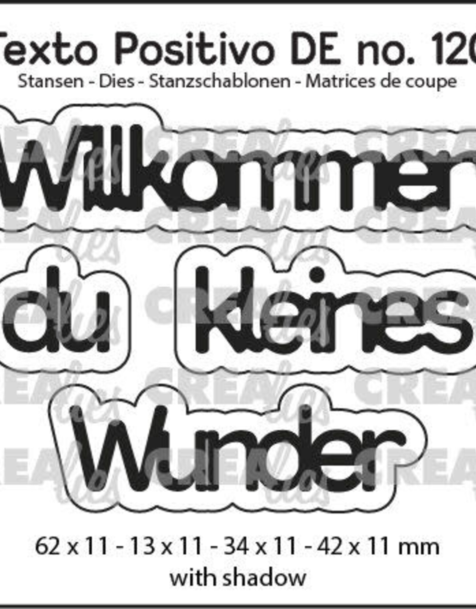 Crealies Crealies Texto Positivo Stanzschablonen no. 120, Willkommen du kleines Wunder POSDE120