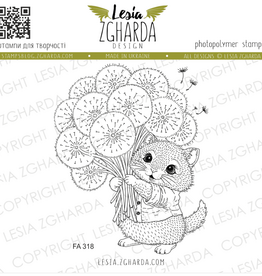 Lesia Zgharda Lesia Zgharda Stamp “Kitty with a Dandelion Bouquet FA318