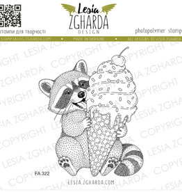 Lesia Zgharda Lesia Zgharda Stamp“Raccoon with Ice Cream”  FA322