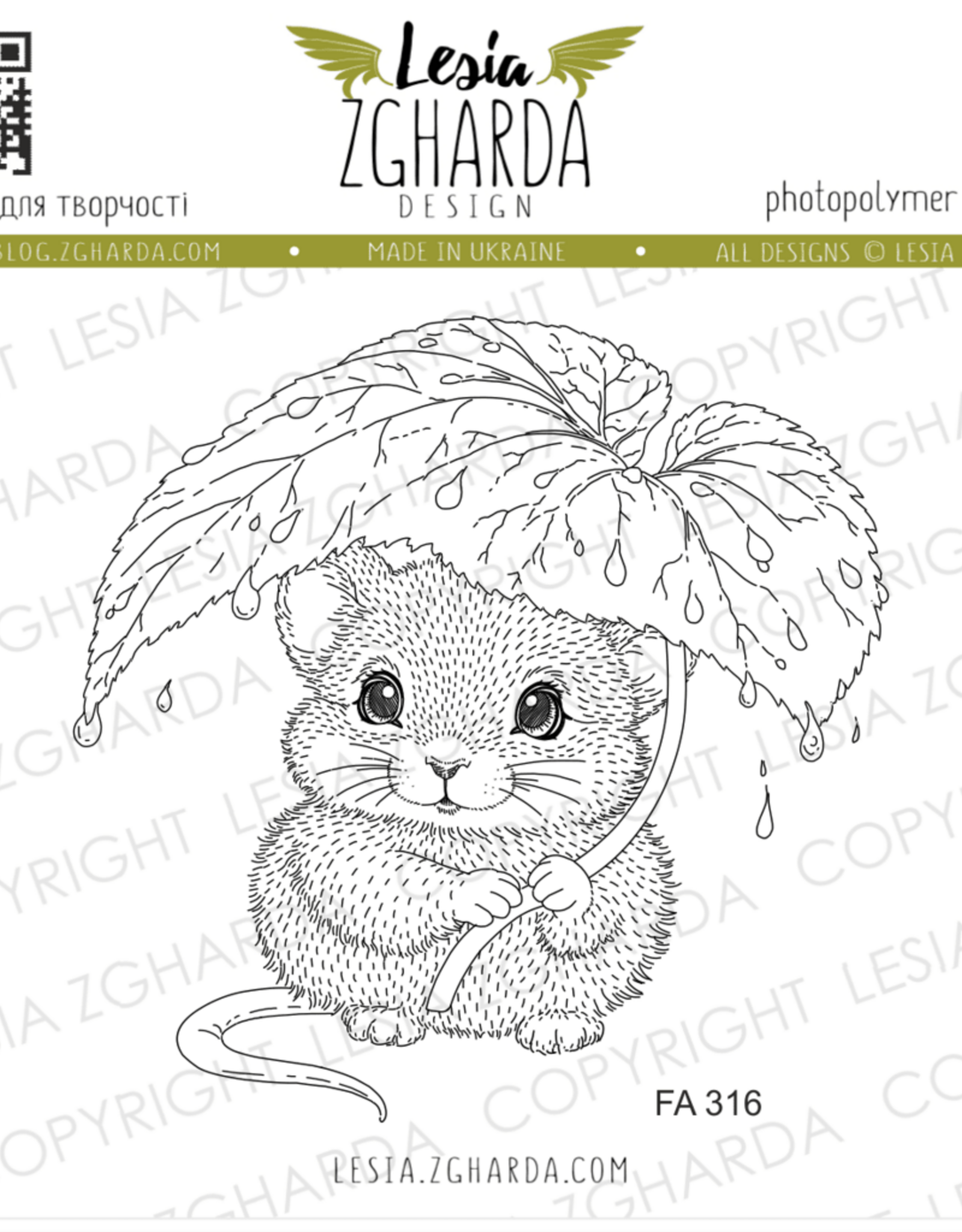 Lesia Zgharda Lesia Zgharda Stamp “Rat under the Leaf” FA316
