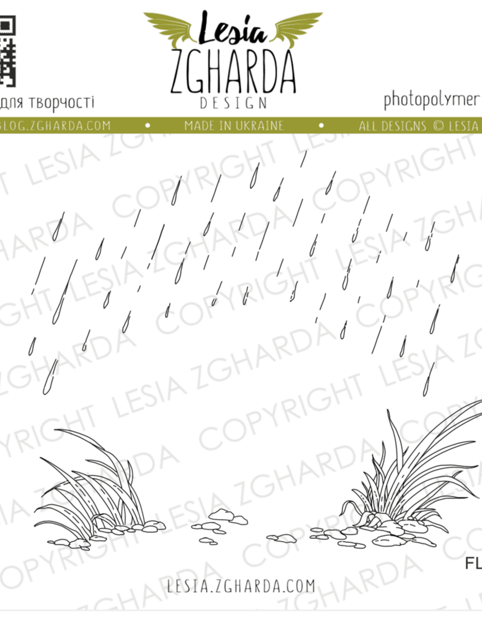 Lesia Zgharda Lesia Zgharda Stamp “Seamless Rain Pattern with Grass”  FL412