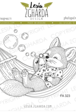 Lesia Zgharda Lesia Zgharda Stamp "Fox Kit on a Hammock Blowing Bubbles" FA324