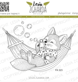 Lesia Zgharda Lesia Zgharda Stamp "Fox Kit on a Hammock Blowing Bubbles" FA324