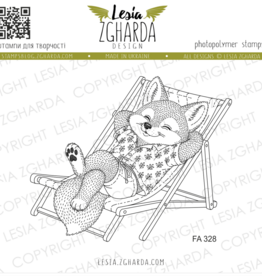 Lesia Zgharda Lesia Zgharda Stamp “Chill Fox on a Deck Chair” FA328