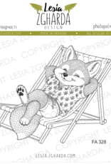 Lesia Zgharda Lesia Zgharda Stamp “Chill Fox on a Deck Chair” FA328