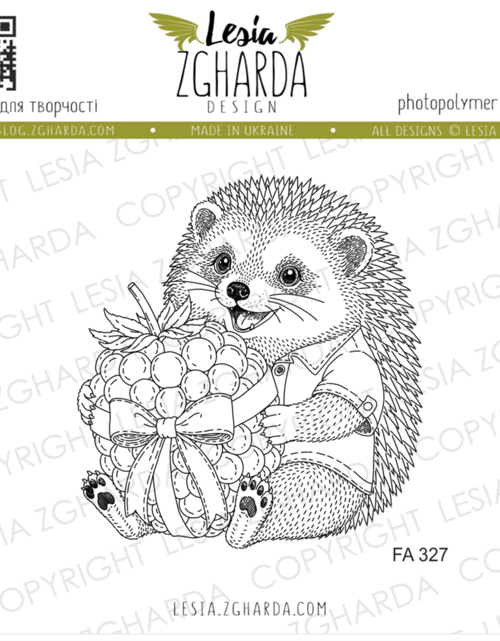 Lesia Zgharda Lesia Zgharda Stamp “Hedgehog with a Berry Gift” FA327