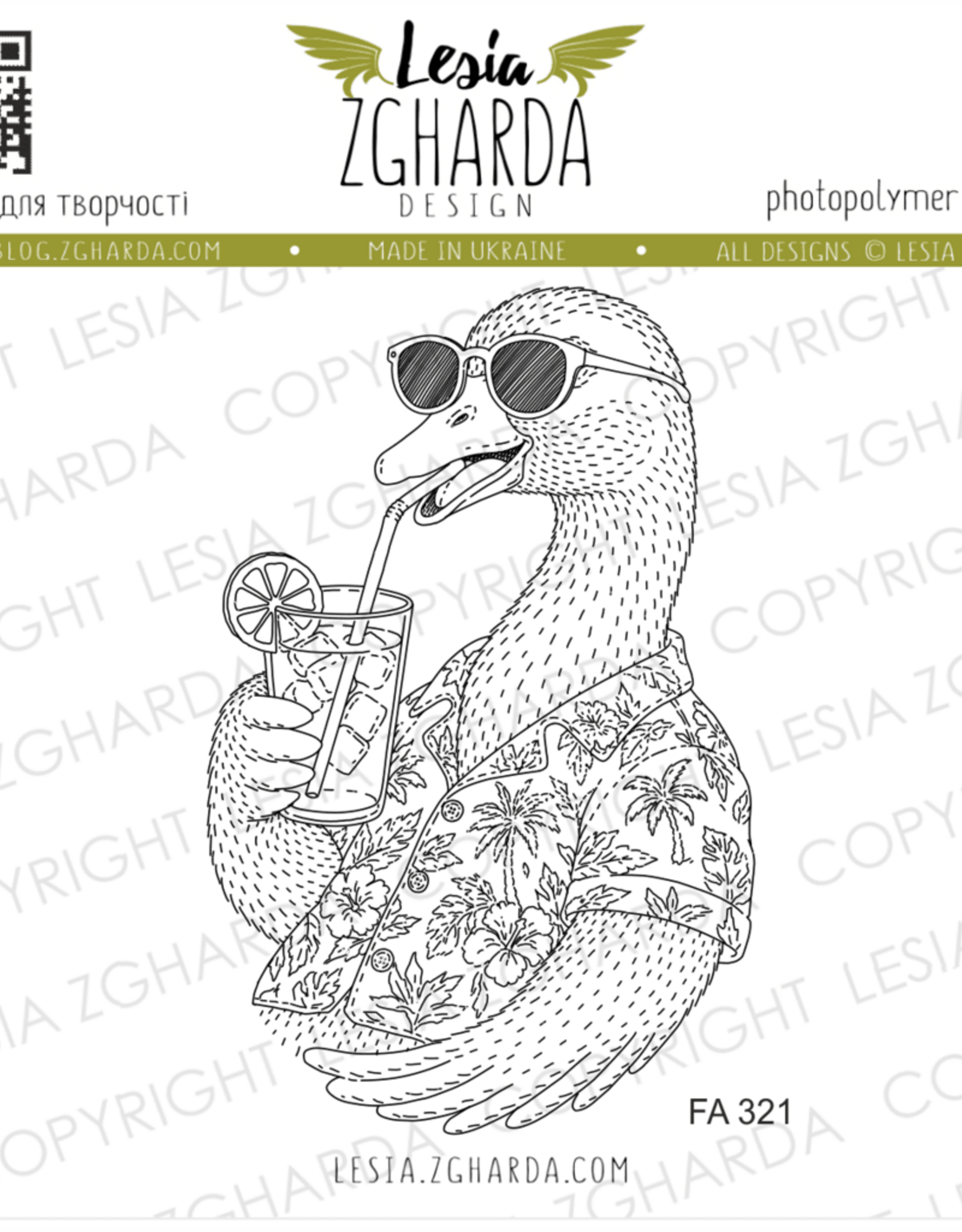 Lesia Zgharda Lesia Zgharda Stamp "Chill Goose with Lemonade in Sunglasses" FA321