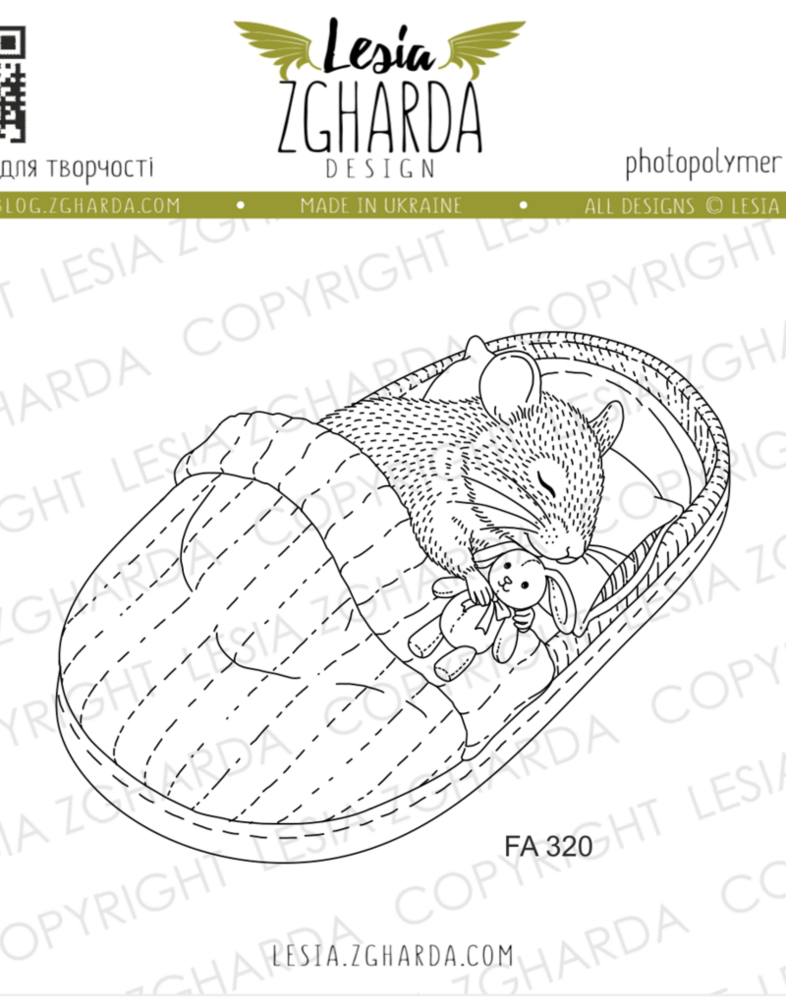 Lesia Zgharda Lesia Zgharda Stamp "Sleeping Mouse in a Cozy Slipper" FA320