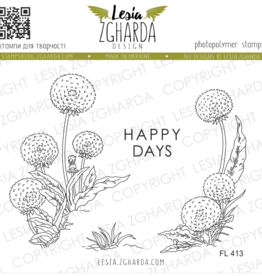 Lesia Zgharda Lesia Zgharda Stamp Set “Dandelions with Sentiments ‘Happy Days’” FL413