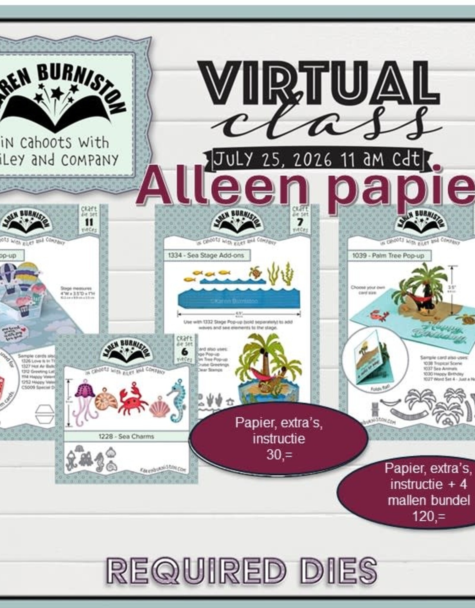 Karen Burniston Karen Burniston virtual class 25 juli 2026  ALLEEN PAPIER