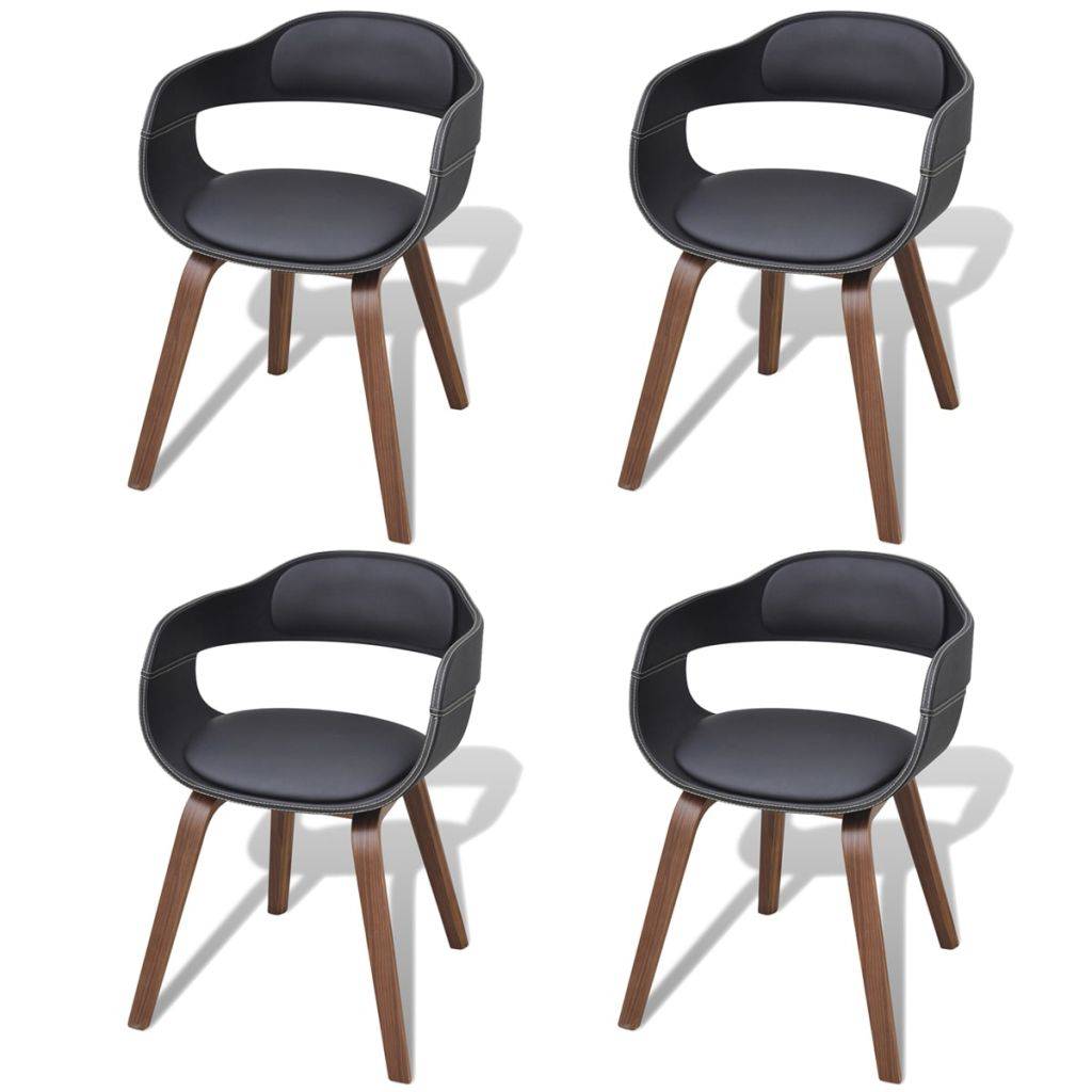 Eetkamerstoelen met gebogen houten poten en kunstleer 4 st | Wonen31 Eetkamerstoelen met gebogen houten poten en kunstleer 4 st | Wonen31