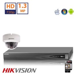 Hikvision HD 1.3 MP camerasysteem met 1x IP Dome Camera