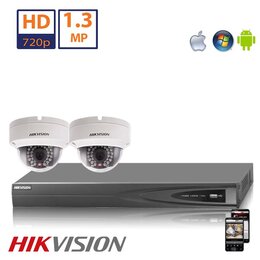 Hikvision HD 1.3 MP camerasysteem met 2x IP Dome Camera