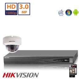 Hikvision Full HD 3.0 MP camerasysteem met 1x IP Dome Camera