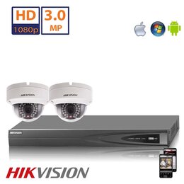 Hikvision Full HD 3.0 MP camerasysteem met 2x IP Dome Camera