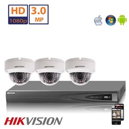 Hikvision Full HD 3.0 MP camerasysteem met 3x IP Dome Camera
