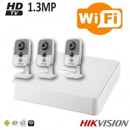 Hikvision HD 720p 1.3 MP WiFi camerasysteem met 3 WiFi camera's
