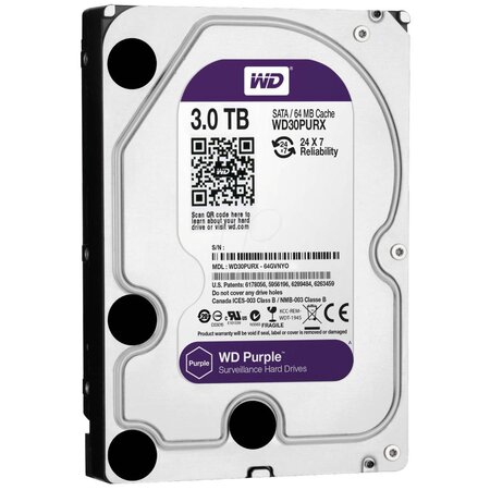 WD Western Digital WD30PURX 3TB 3.5" Internal Hard Drive - SATA - 64 MB Buffer Harde schijf voor bewaking