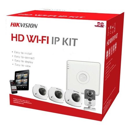 Hikvision WiFI HD camerasysteem met 3 Dome buiten en 1 binnen Cube Camera