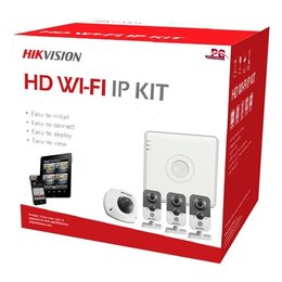 Hikvision WiFI HD camerasysteem met 1 Dome buiten en 3 binnen Cube Camera's