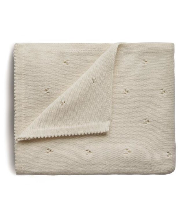 Mushie Mushie knitted blanket pointelle ivory