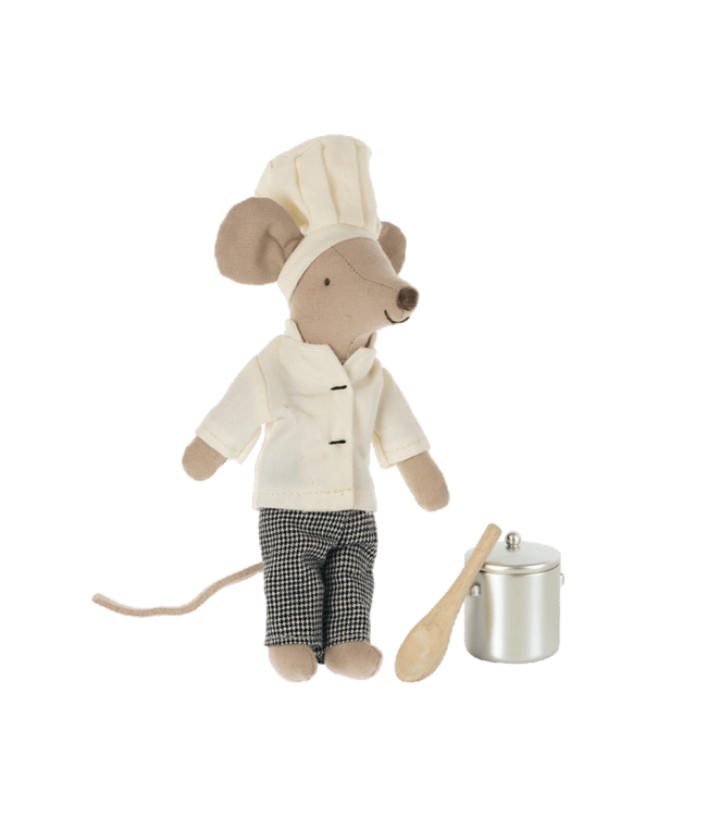 Maileg Maileg chef mouse with soup pot & spoon