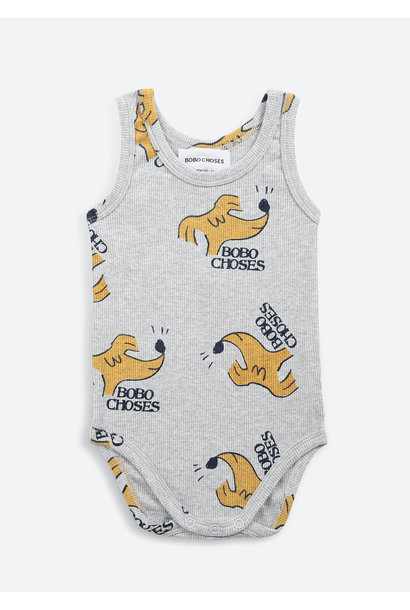 Bobo Choses baby romper sniffy dog all over heather grey