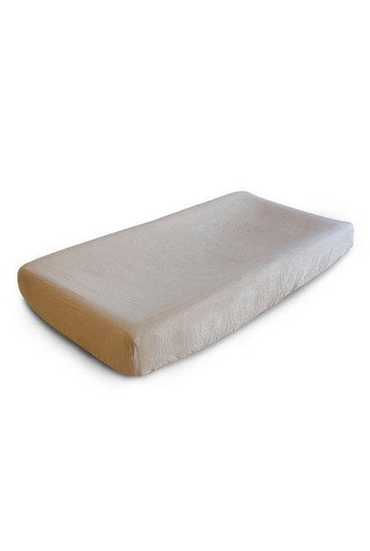 Mushie muslin changing pad cover pale taupe