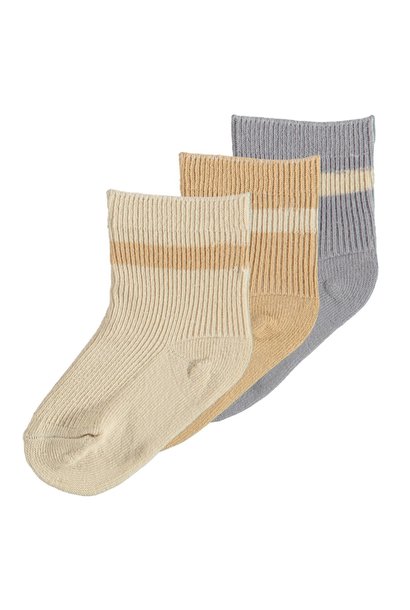 Lil 'Atelier baby socks stripe silver filigree 3-pack