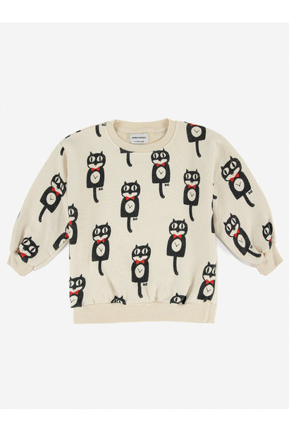 Bobo Choses kids sweater cat o'clock all over print