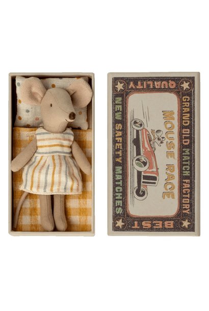 Maileg big sister mouse in matchbox striped dress