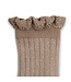 Collegien Collegien rib socks glitter with lace petite taupe