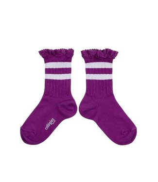 Collegien Collegien rib socks nicole with lace cyclamen