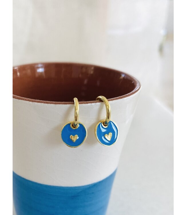 Selva Sauvage Oorbel ring french blue circle engraved with heart