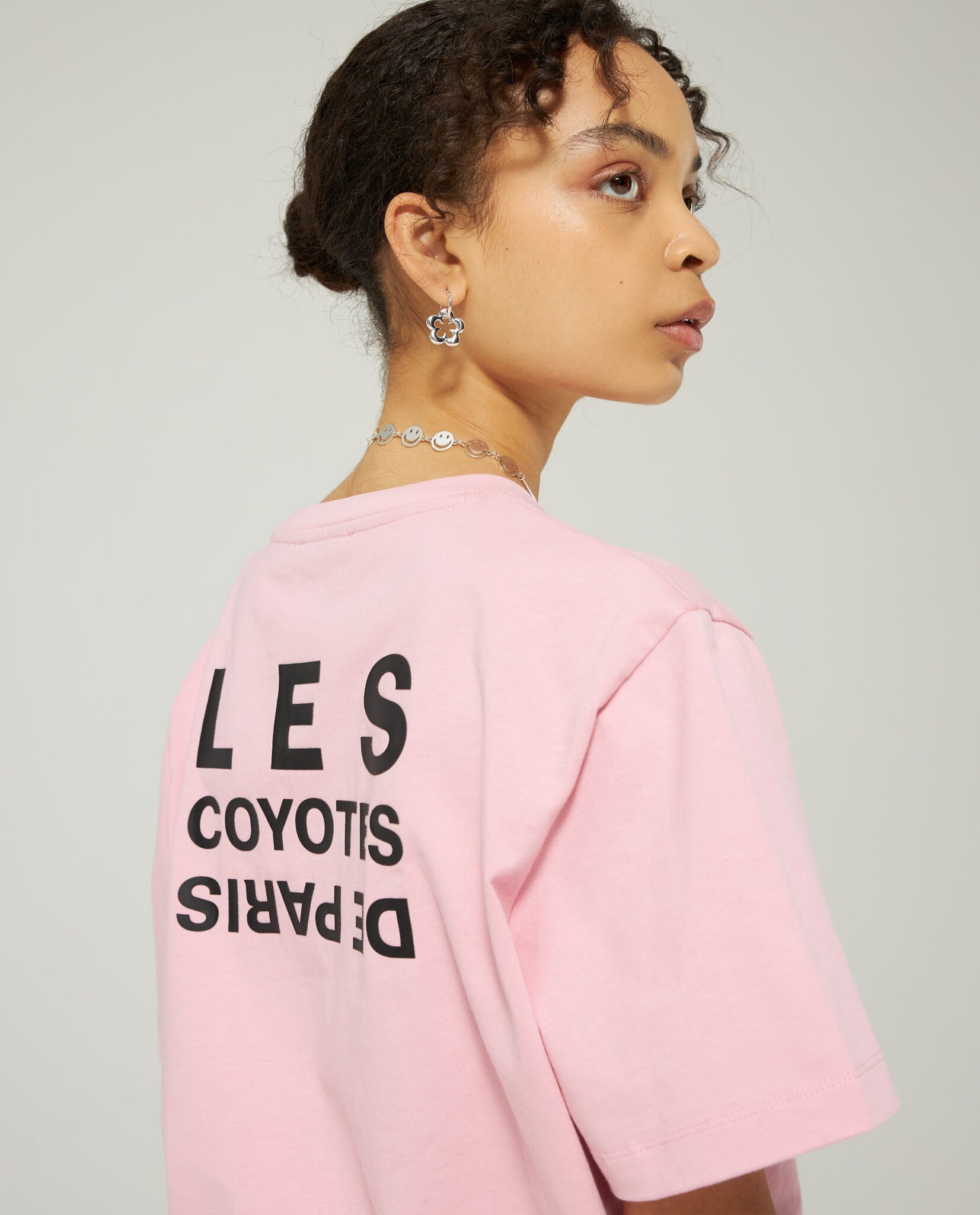 consultant Wegrijden verf Les Coyotes de Paris t-shirt oversized logo bright pink - Wonder for kids